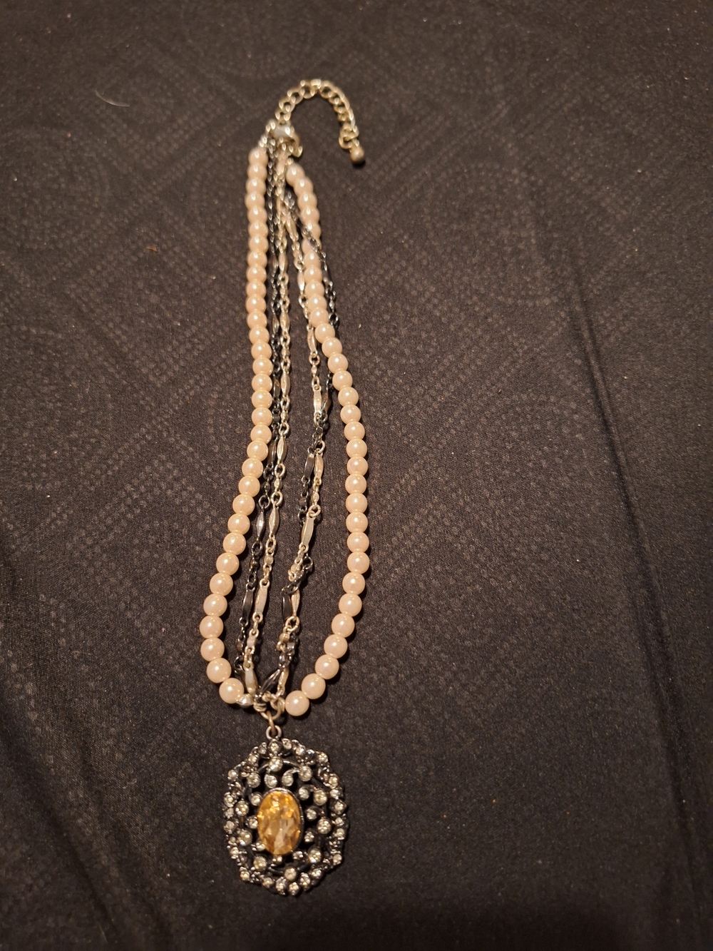 Vintage-Inspired Pink Beaded Multi-Chain Necklace with Pendant